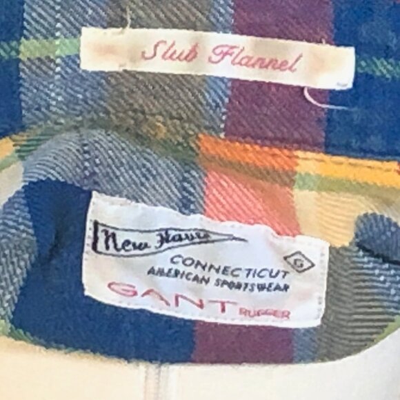 Gant Blue Orange Yellow Plaid Shirt S - Picture 7 of 8